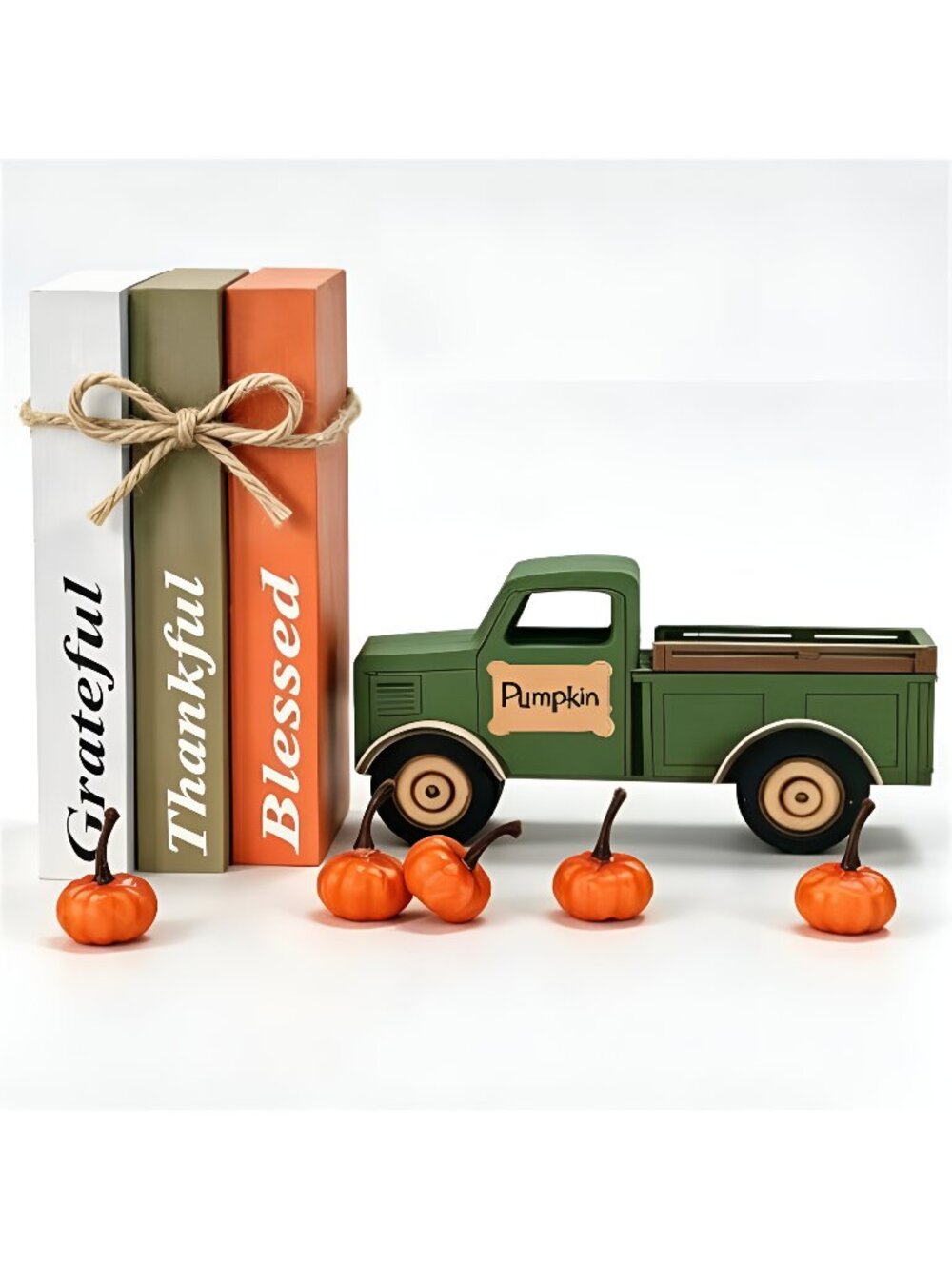 Fall Decor for Home, 9 Pcs Wooden Fall Table Decor with 3 Books, 3D
